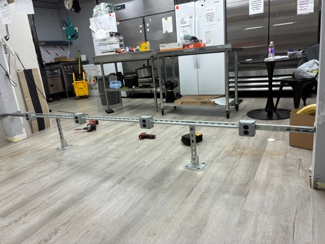 Electrical rough-in for commercial kitchen equipment power drops