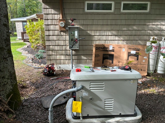 Generac standby generator installation in progress