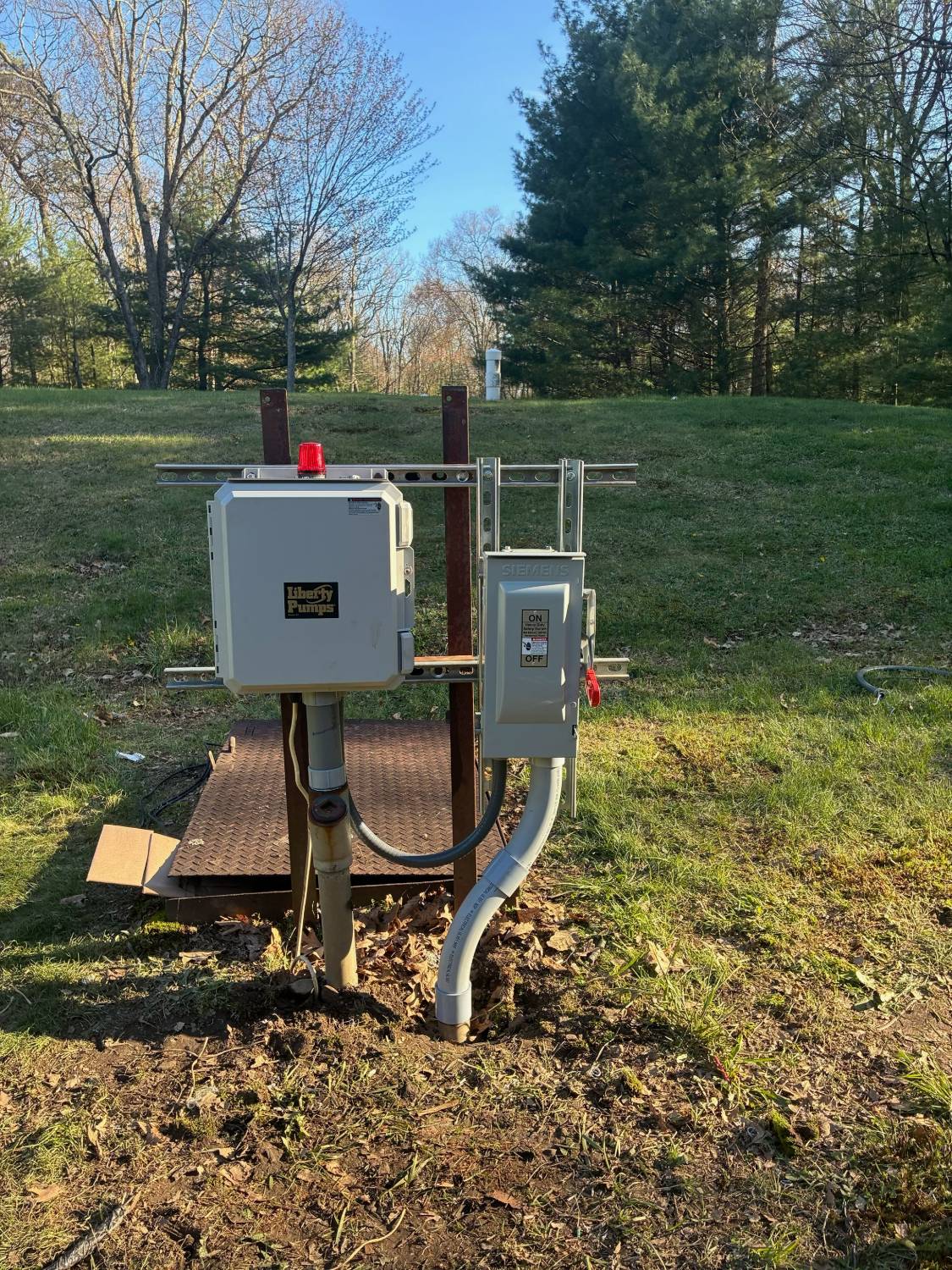 Liberty Pumps control panel with Siemens disconnect installed outdoors