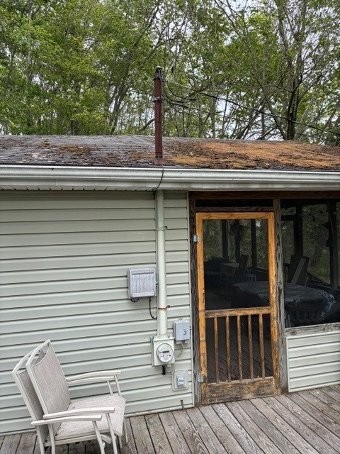 Old electrical service mast and disconnect before upgrade